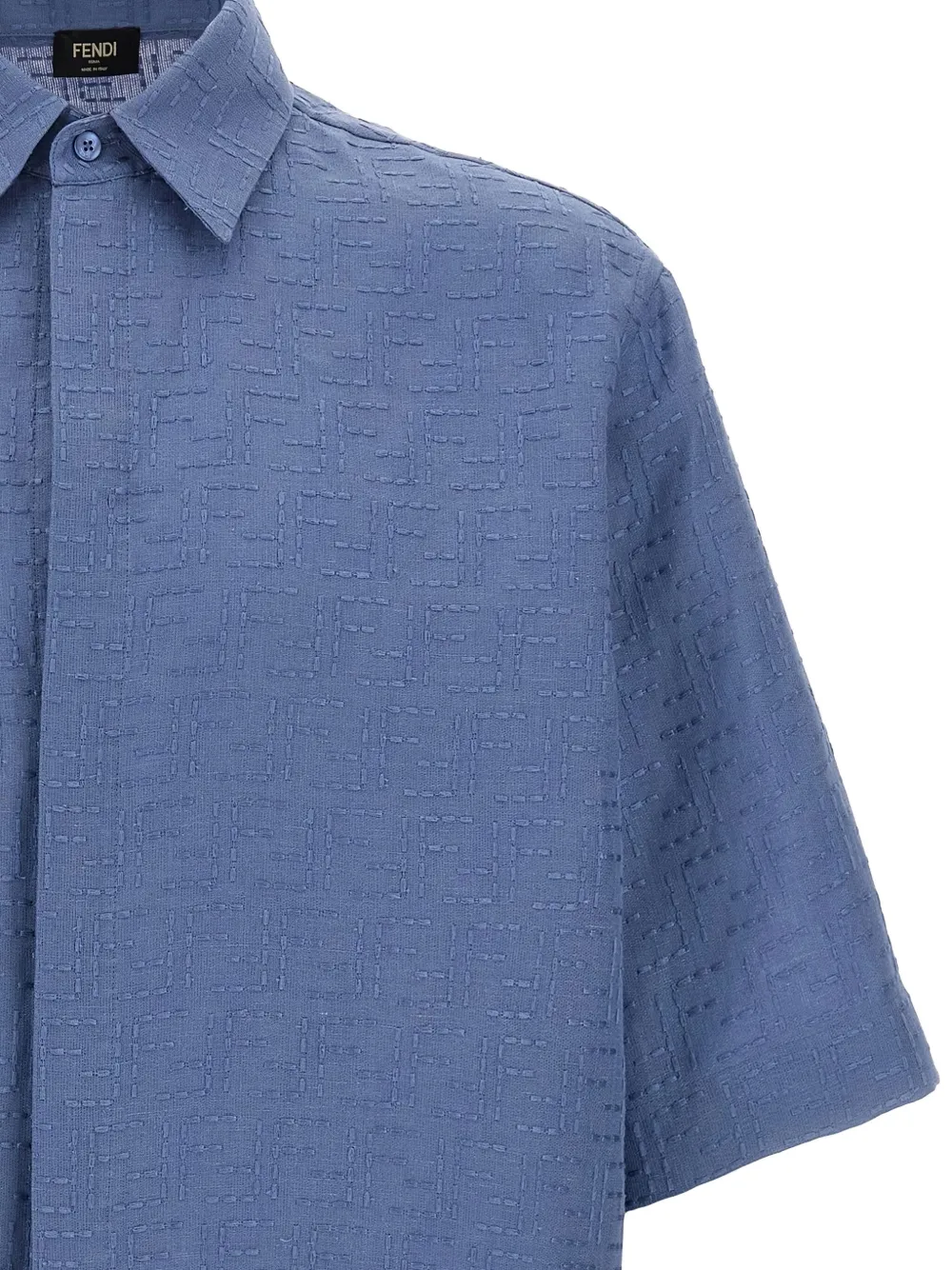 FENDI Overhemd met FF-patroon en korte mouwen Blauw