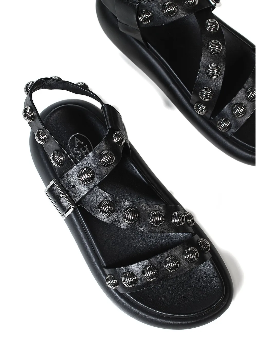 Ash Stud-embellishe Flat Sandals In Black