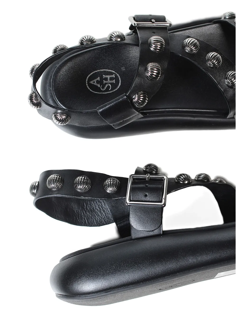 Ash Stud-embellishe Flat Sandals In Black