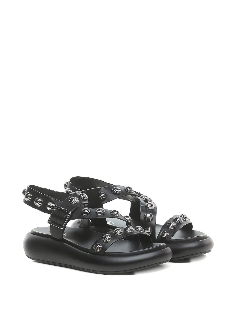 Ash Stud-embellishe Flat Sandals In Black