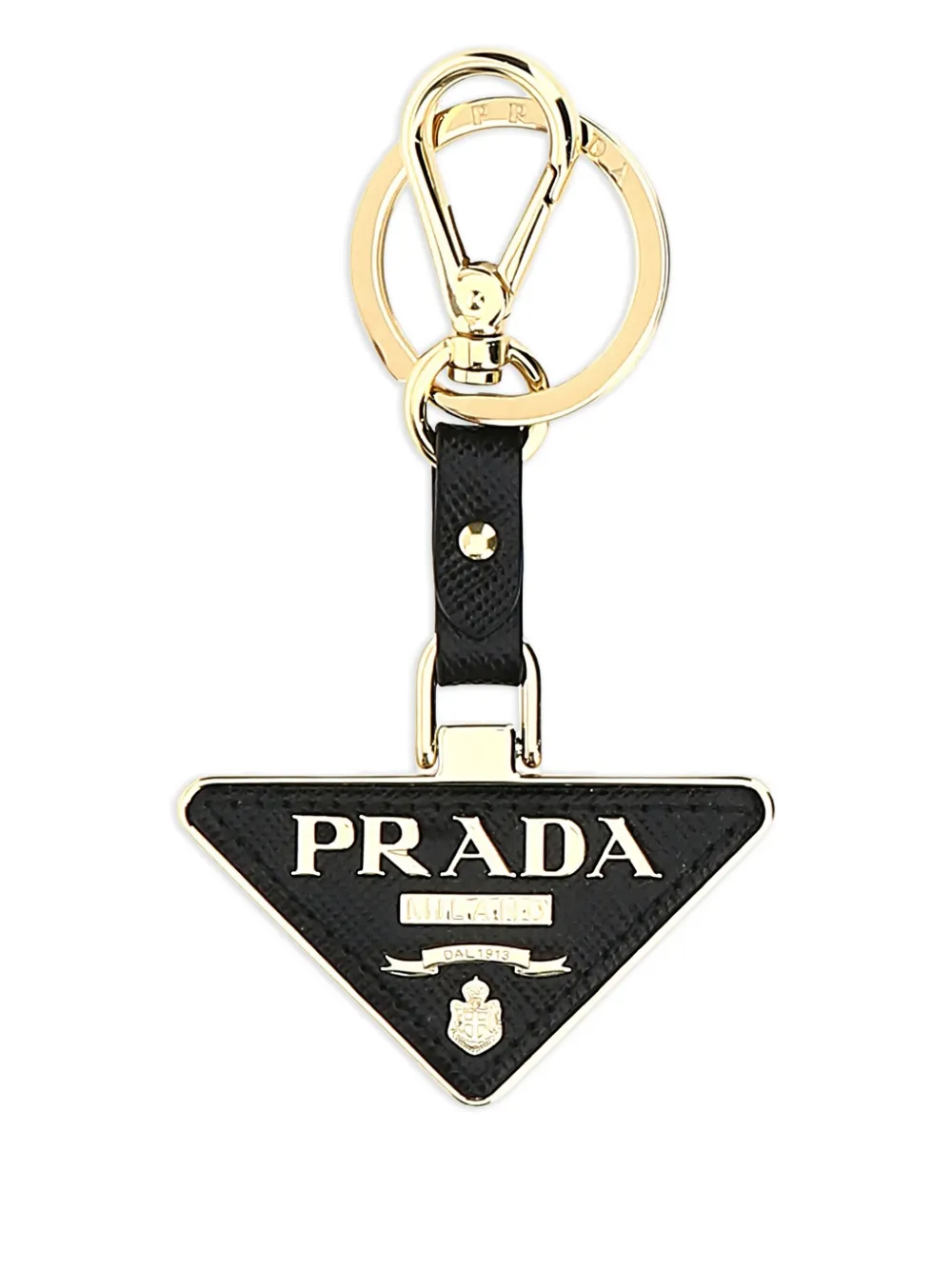 Prada triangle-plaque keyring Goud