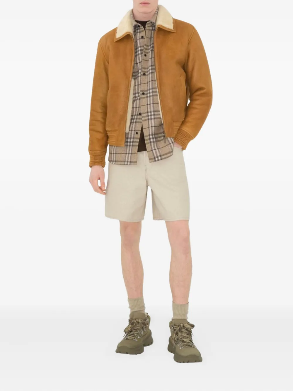 Burberry Katoenen shorts met geborduurd logo Beige