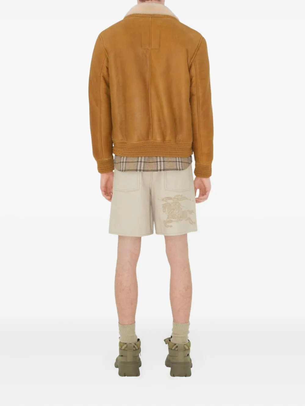 Burberry Katoenen shorts met geborduurd logo Beige