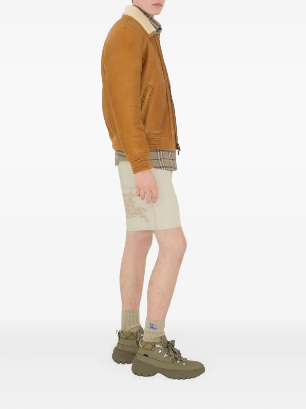 Burberry Katoenen shorts met geborduurd logo Beige