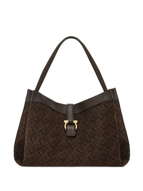 Ferragamo Gancini-pattern leather tote bag