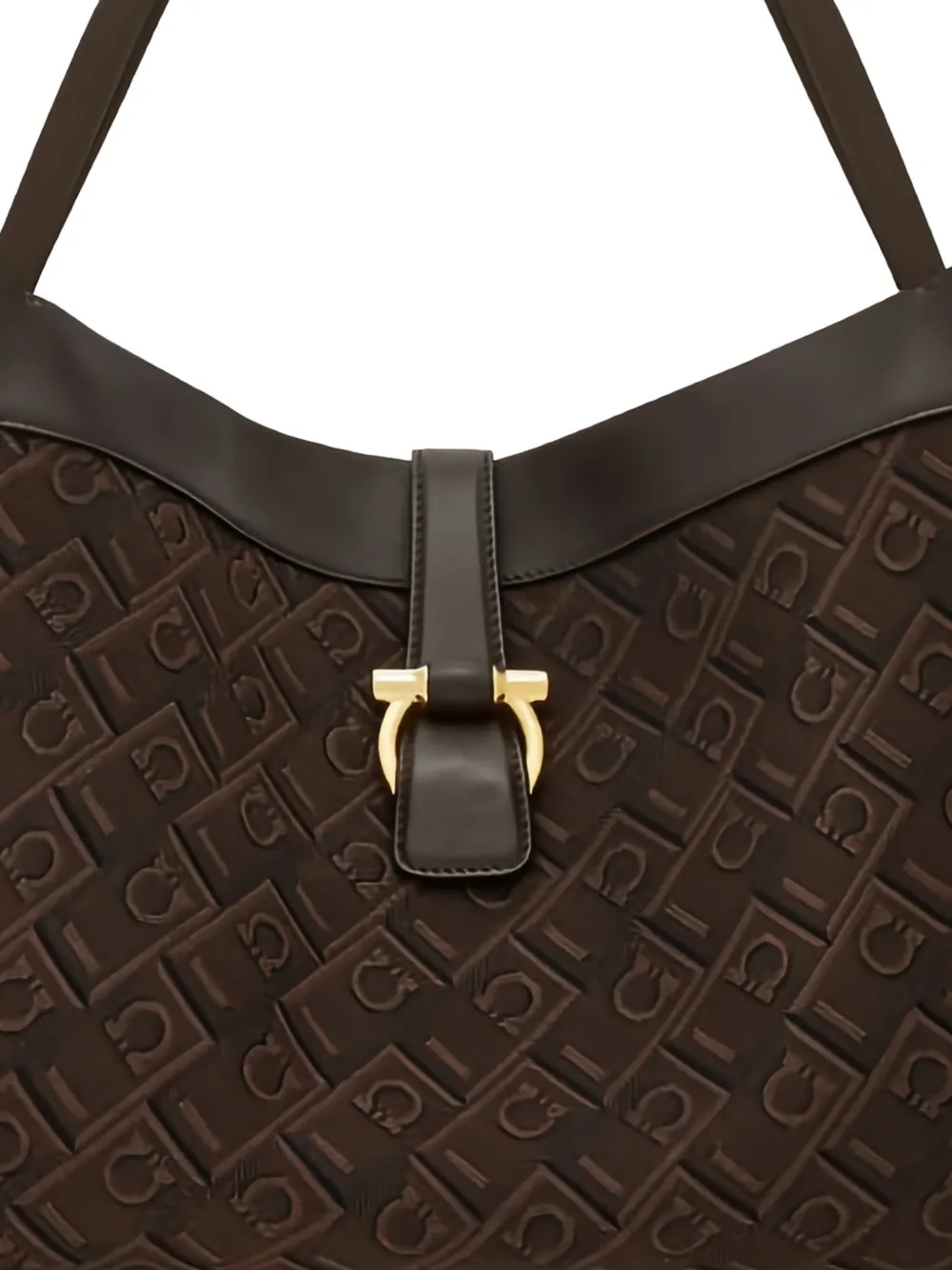 Ferragamo Gancini-pattern leather tote bag Bruin
