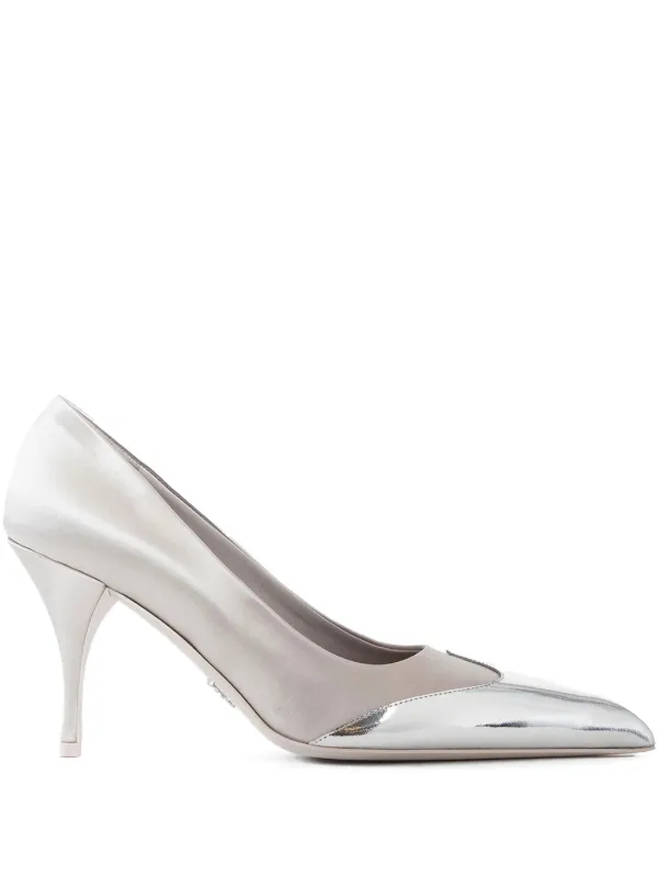 Prada 85mm Leather Heeled Pumps in Neutrals