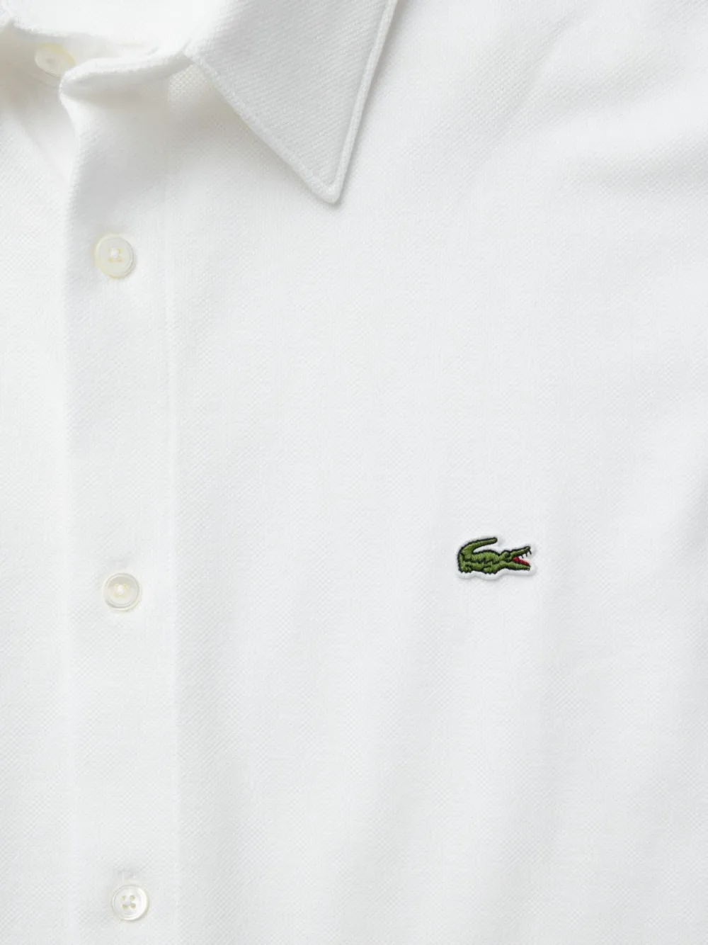 Lacoste Overhemd met geborduurde krokodil en lange mouwen Wit