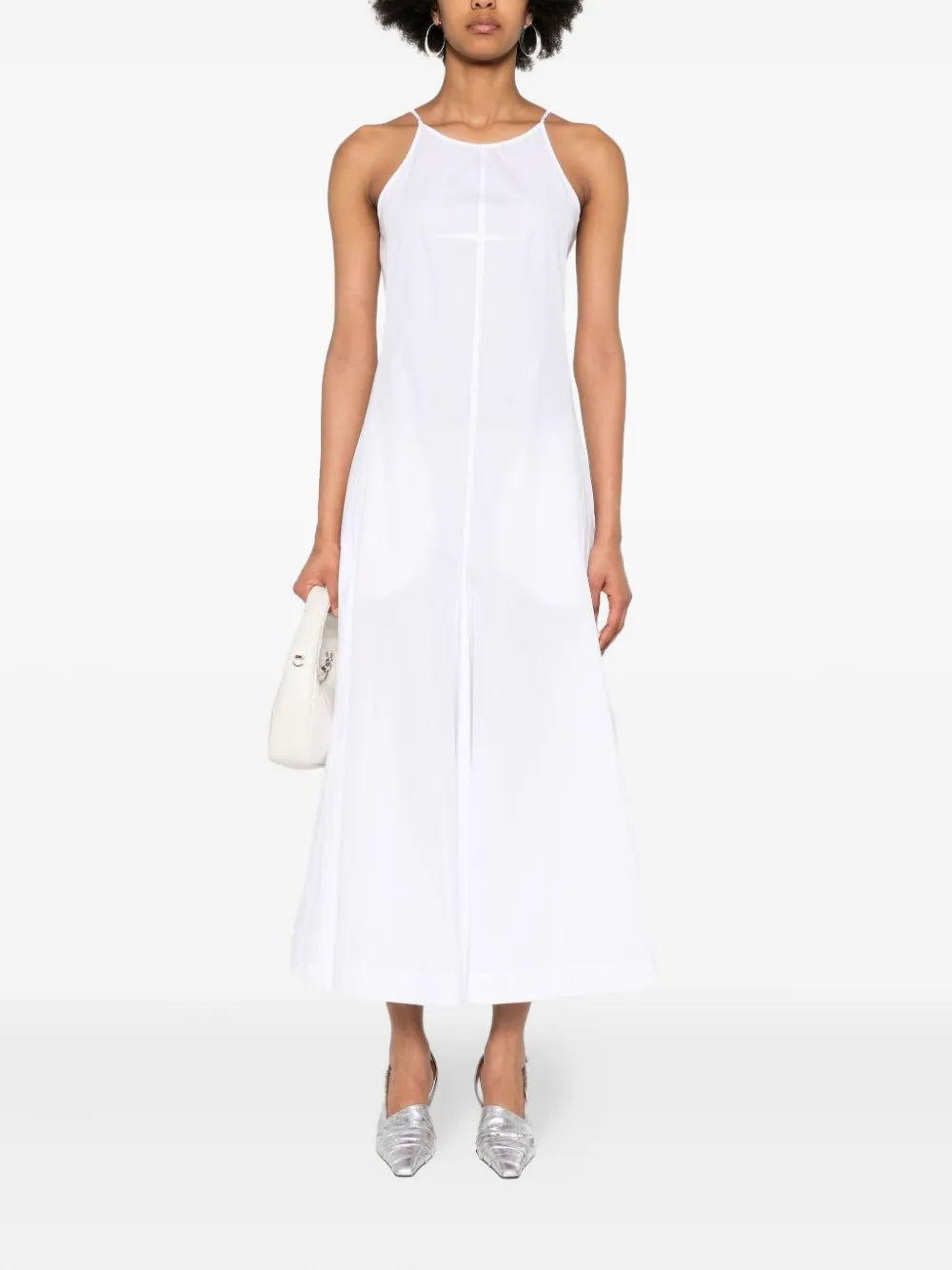 Sportmax Maxi-jurk met halternek en vlakken - Wit