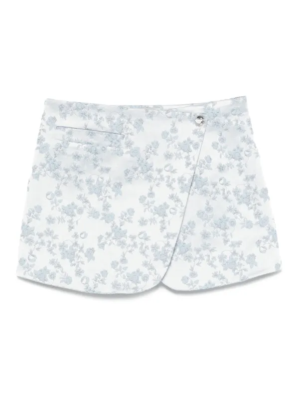 Coperni Floral-jacquard Wrap Mini Skirt in Blue