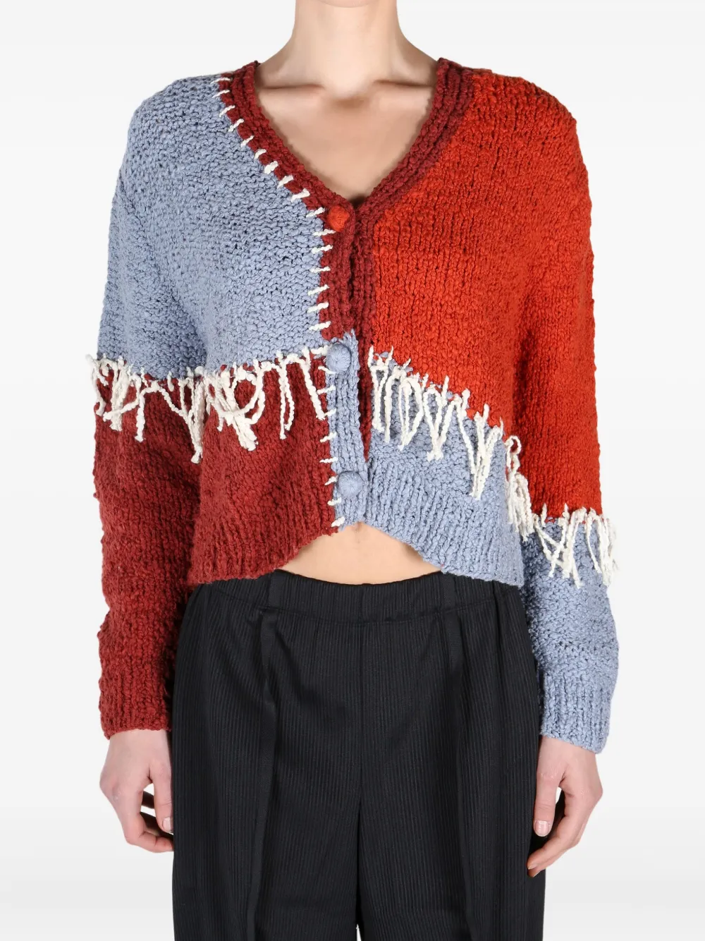 Shop The Elder Statesman Frayed Patchwork Cardigan