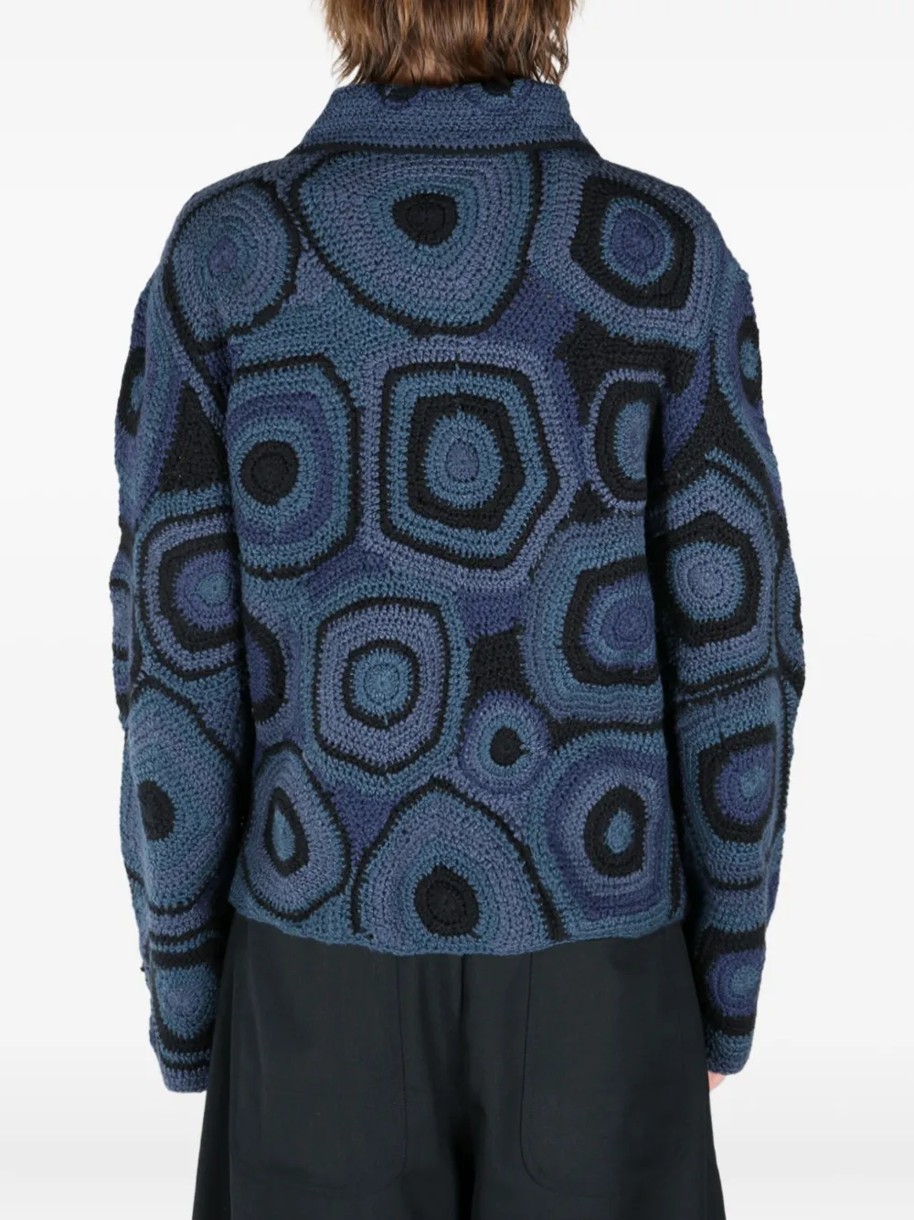 The Elder Statesman crochet-patterned zip jacket Blauw