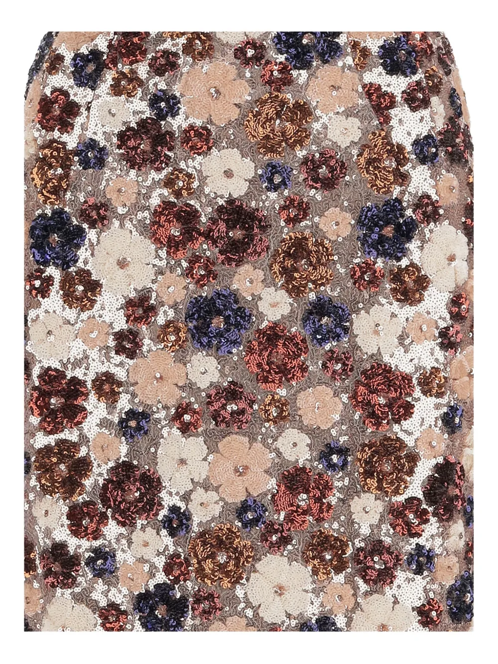 N°21 Midi Skirt With Floral Sequin Embroidery In Neutrals