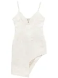 Coperni asymmetric floral-jacquard mini dress - Neutrals