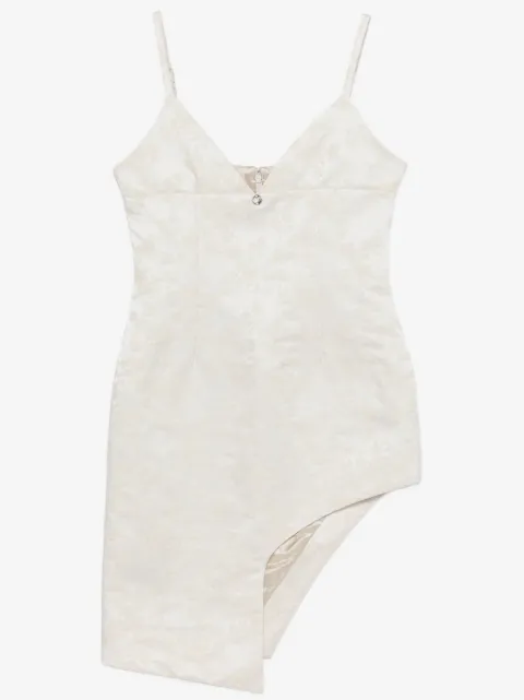 Coperni asymmetric floral-jacquard mini dress