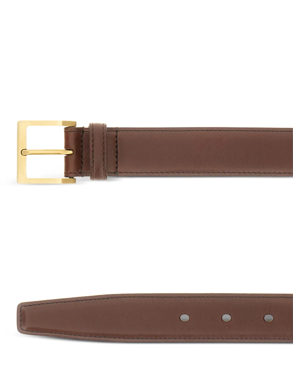 Saint Laurent leather gold-tone buckle belt - Bruin