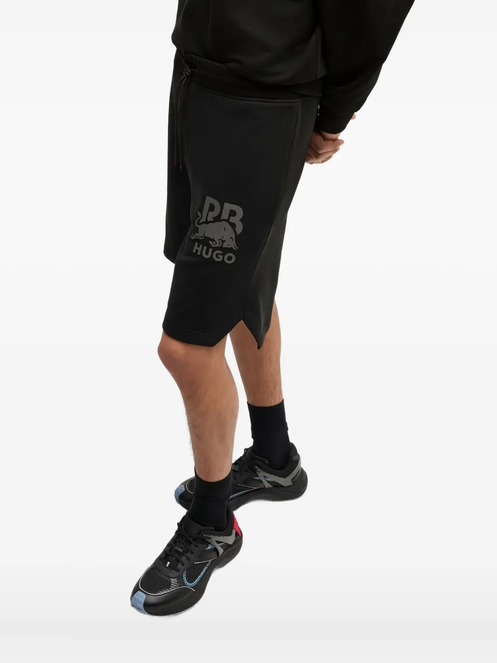 BOSS x RB shorts met trekkoord en logoprint Zwart