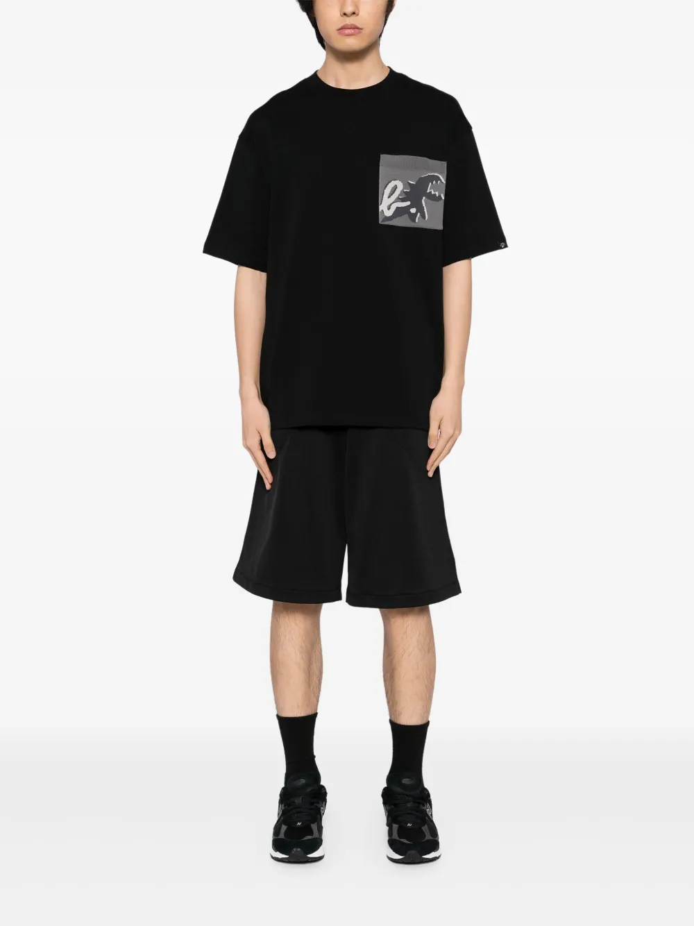 SPORT b. by agnès b. Jacquard pocket T-shirt - Zwart