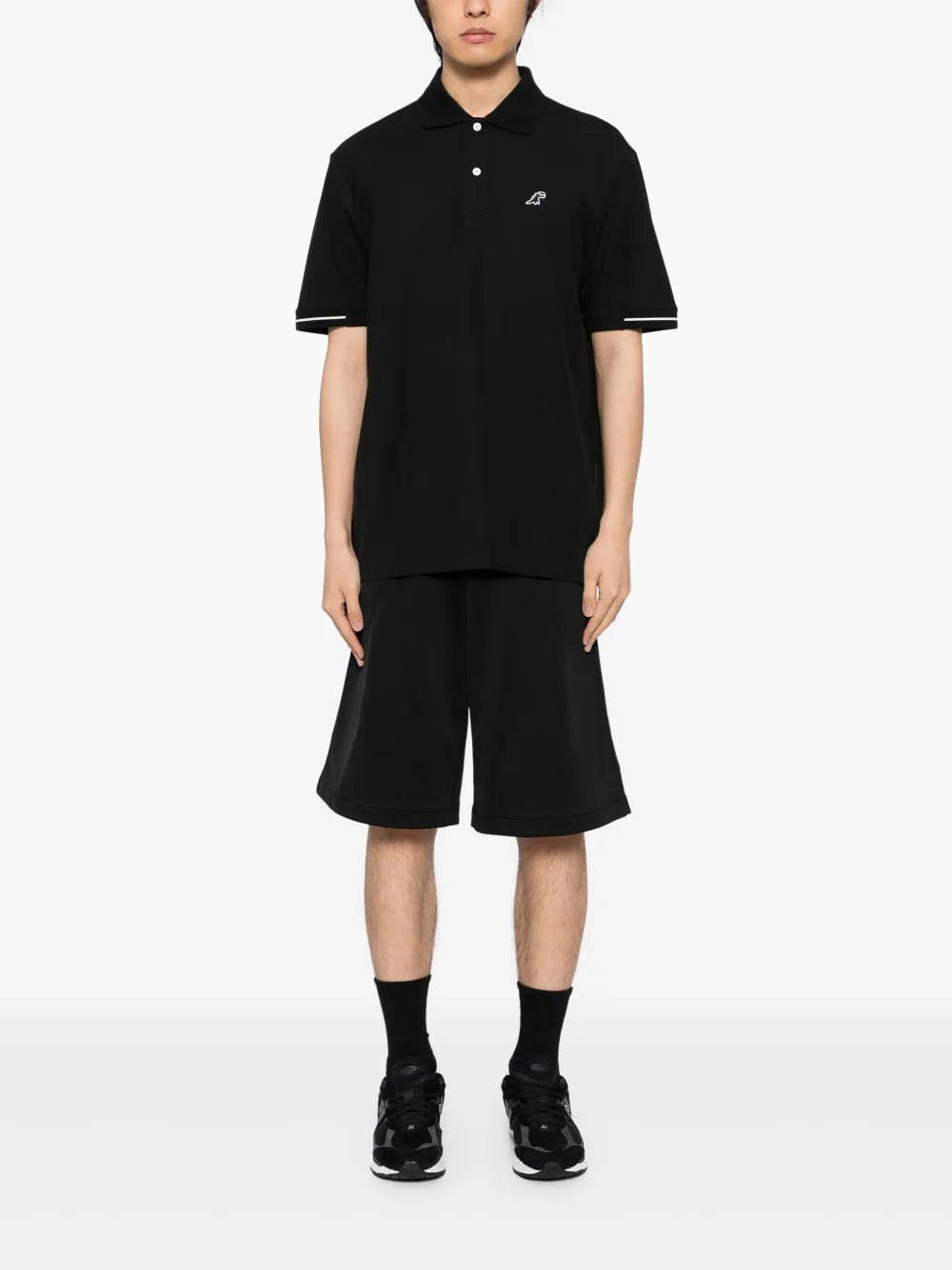 SPORT b. by agnès b. dino-embroidered polo shirt - Zwart