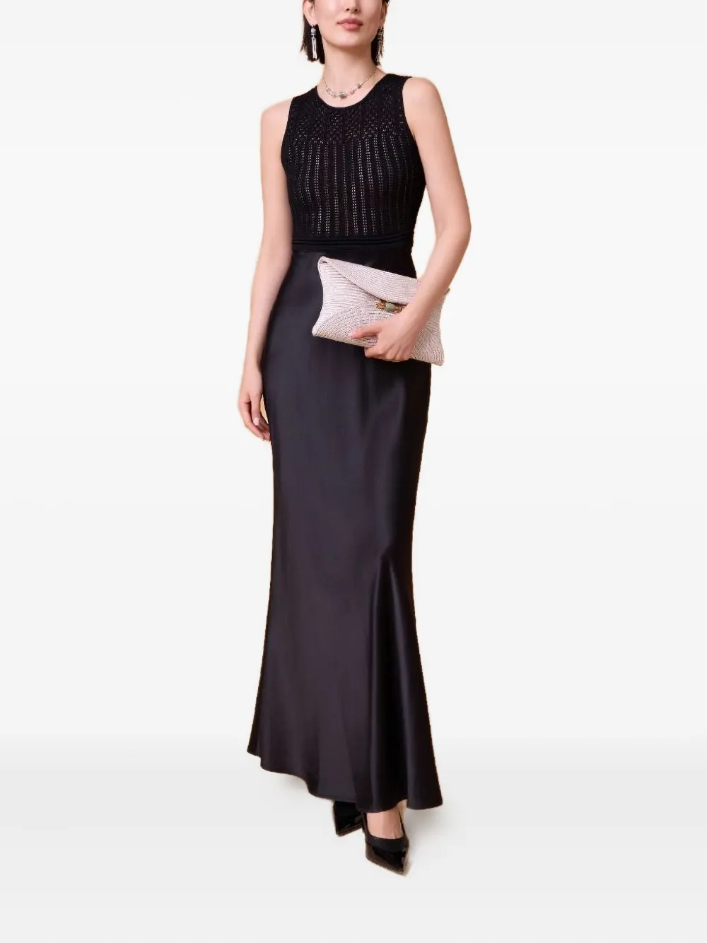 SHANGHAI TANG SATIN MIDI DRESS