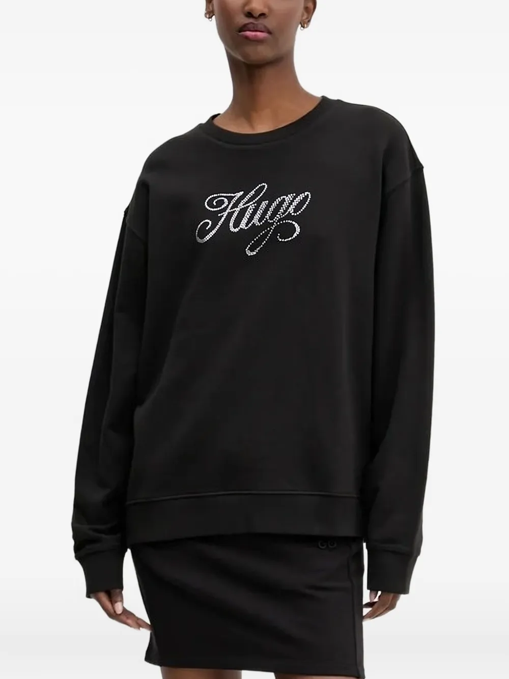Hugo Boss Rhinestone-embellished Sweatshirt In Black