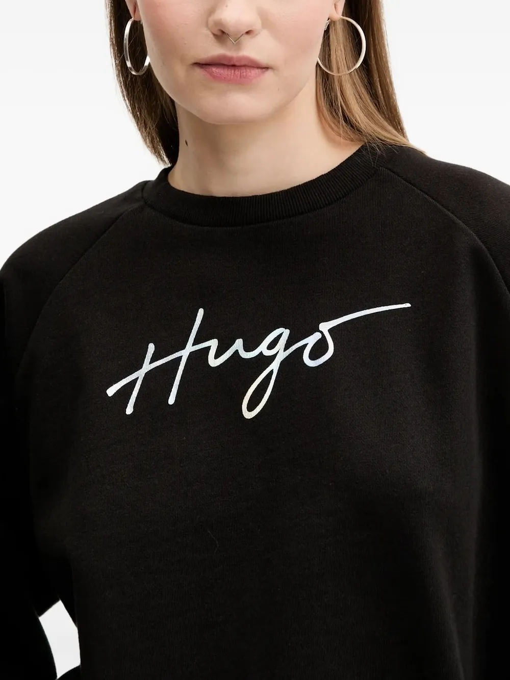 HUGO Sweater met logoprint Zwart
