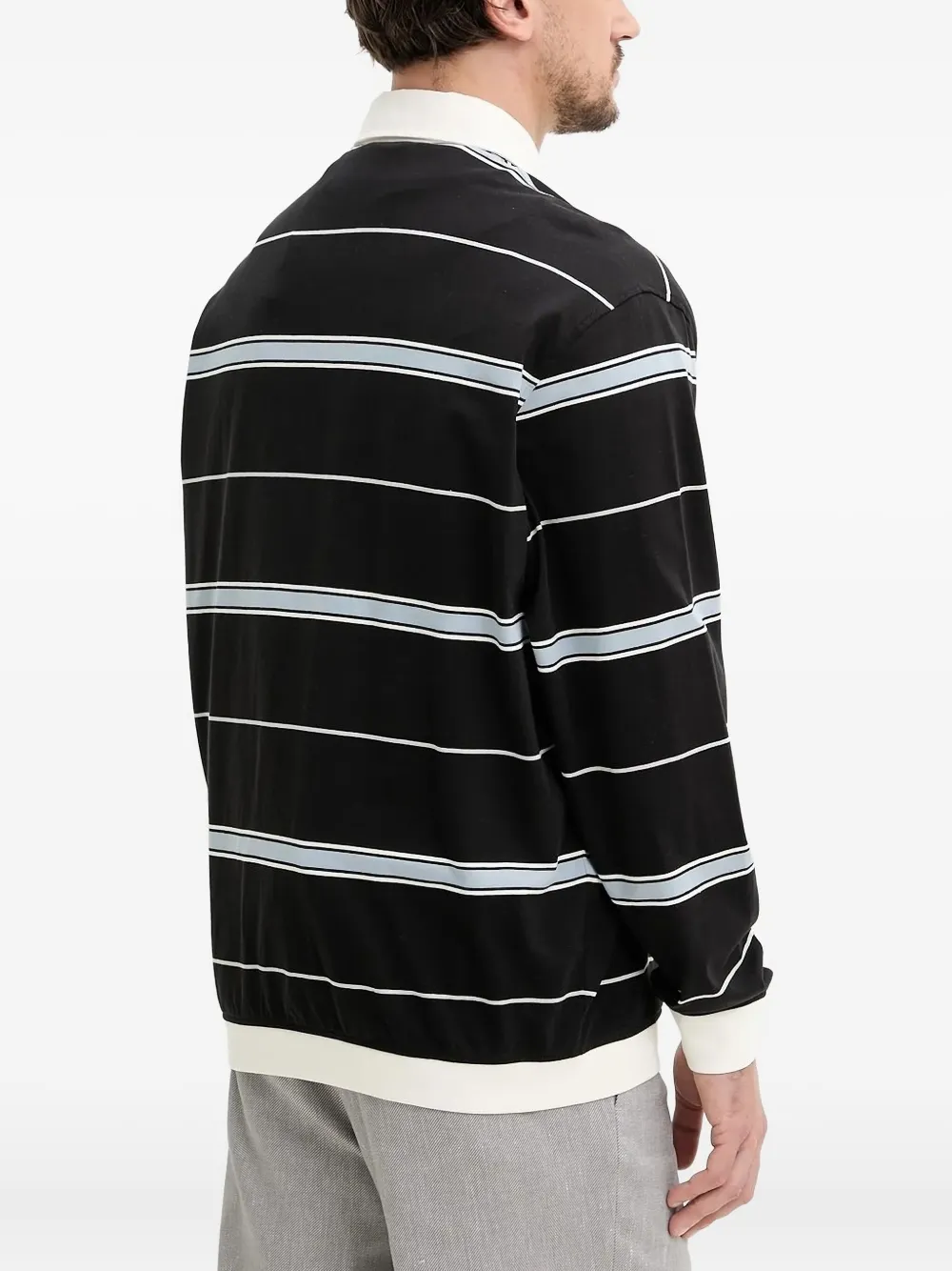 HUGO striped rugby shirt - Zwart