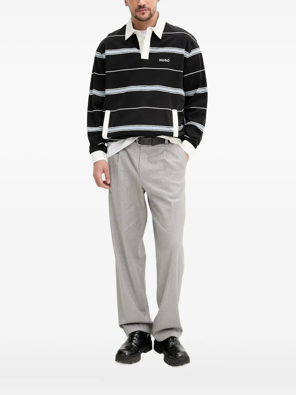 HUGO striped rugby shirt - Nero