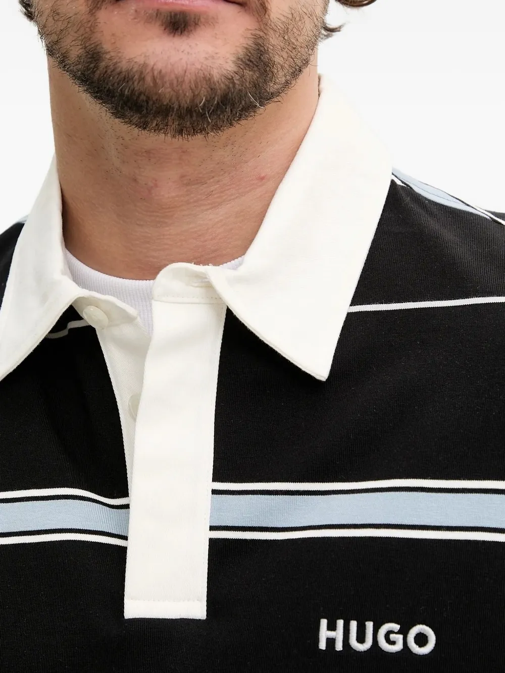 HUGO striped rugby shirt Zwart