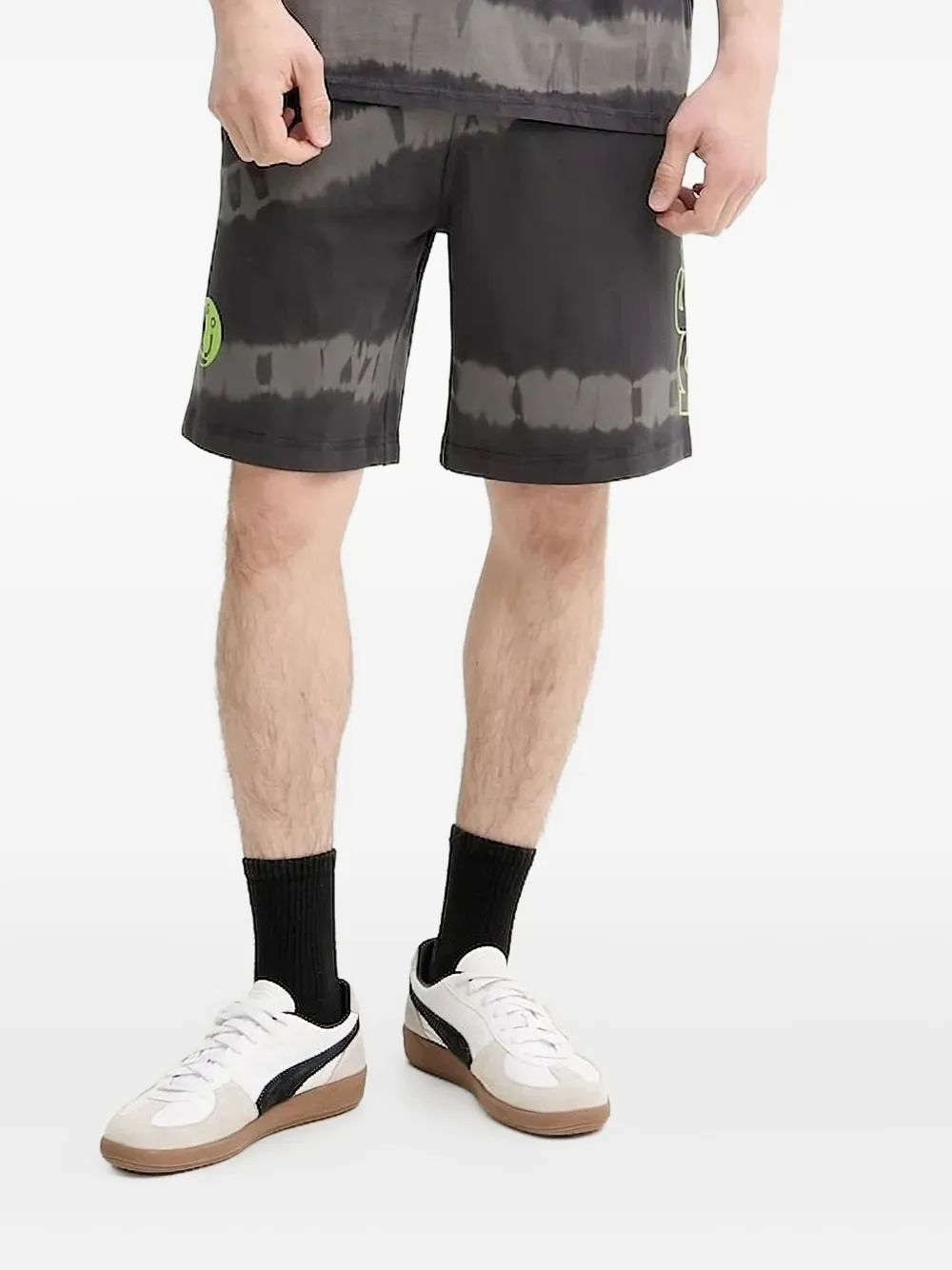 HUGO Shorts met tie-dye logo Grijs