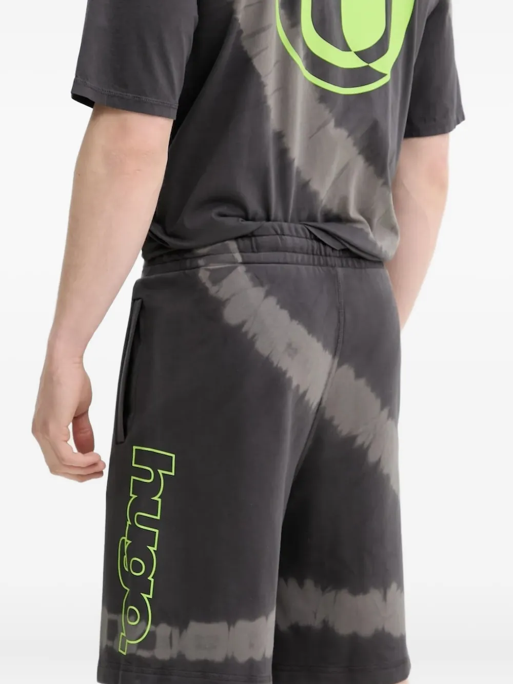 HUGO Shorts met tie-dye logo Grijs