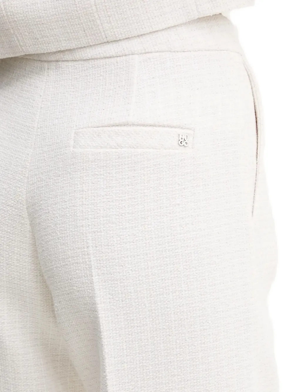 HUGO Tweed cropped broek met wijde pijpen Wit