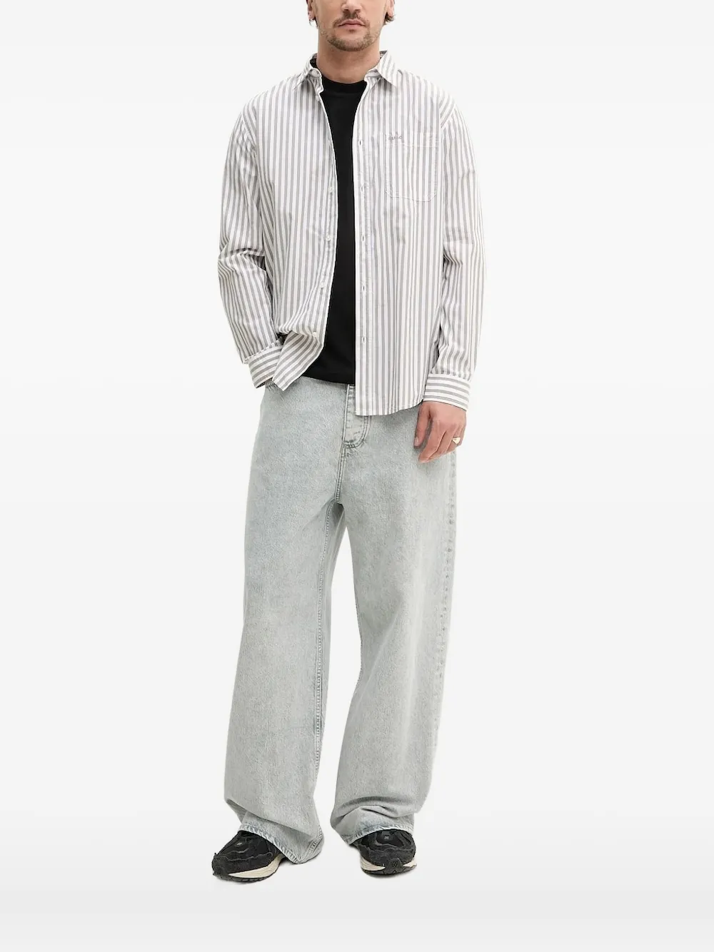 Hugo Boss Striped Long-sleeved Shirt In White