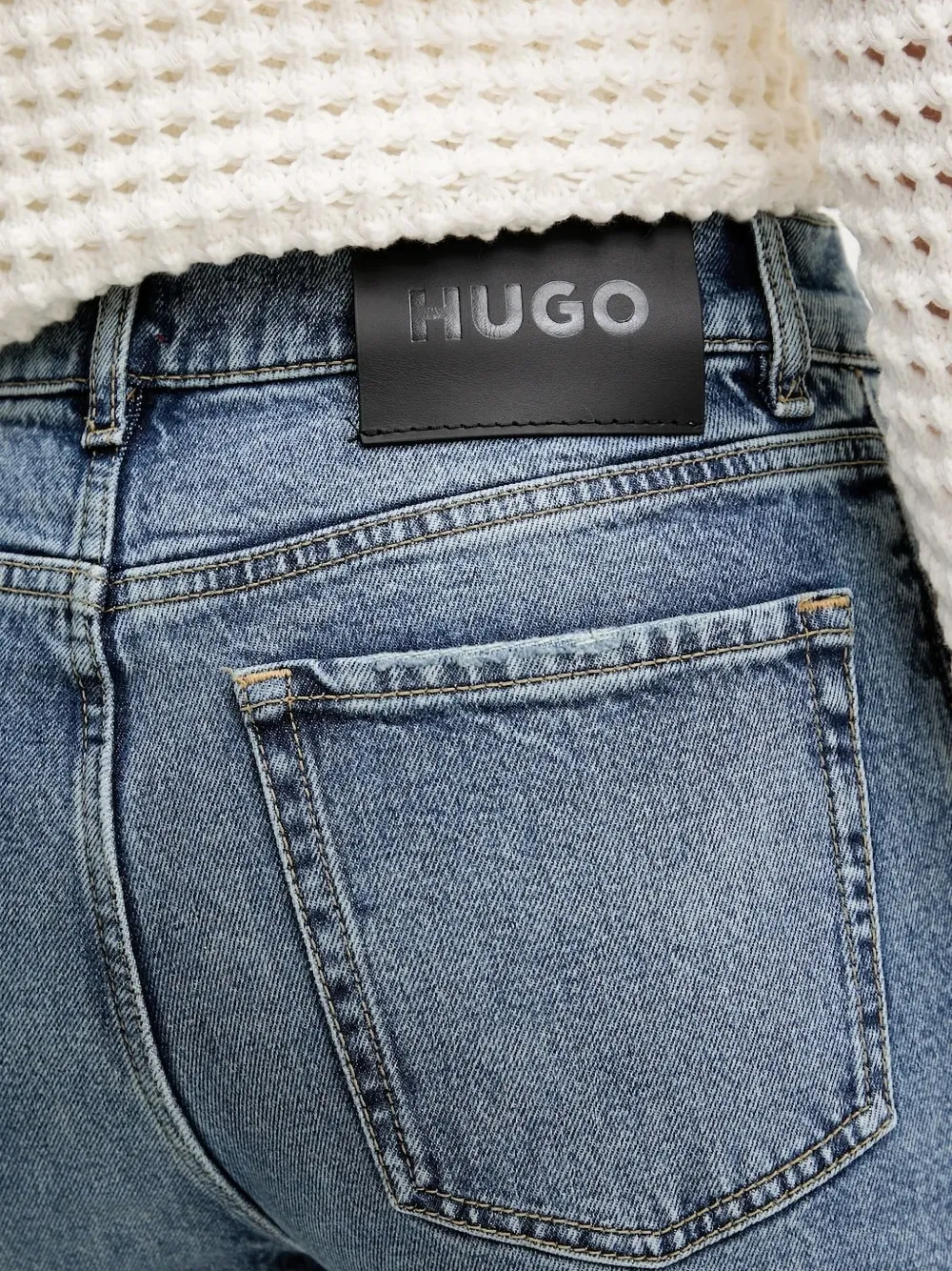 Hugo Boss Frayed-hem Flare Jeans In Blue