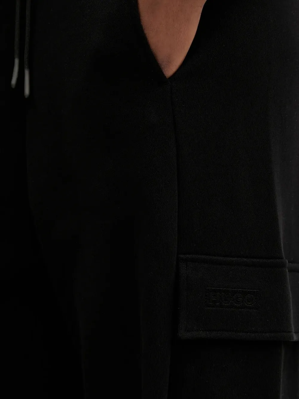 Hugo Boss Cargo-pocket Drawstring Trousers In Black