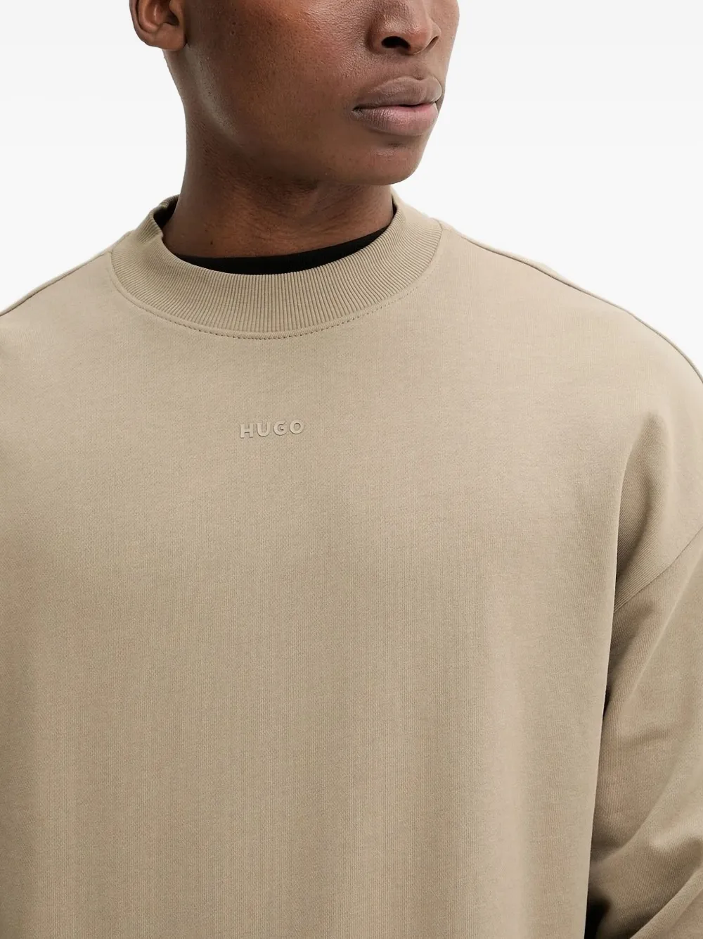HUGO Sweater met logo-applicatie Beige