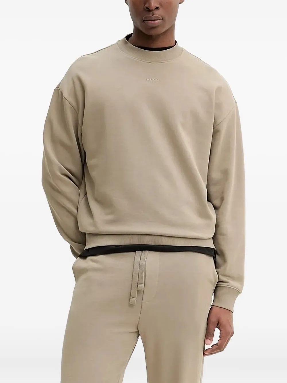 HUGO Sweater met logo-applicatie Beige
