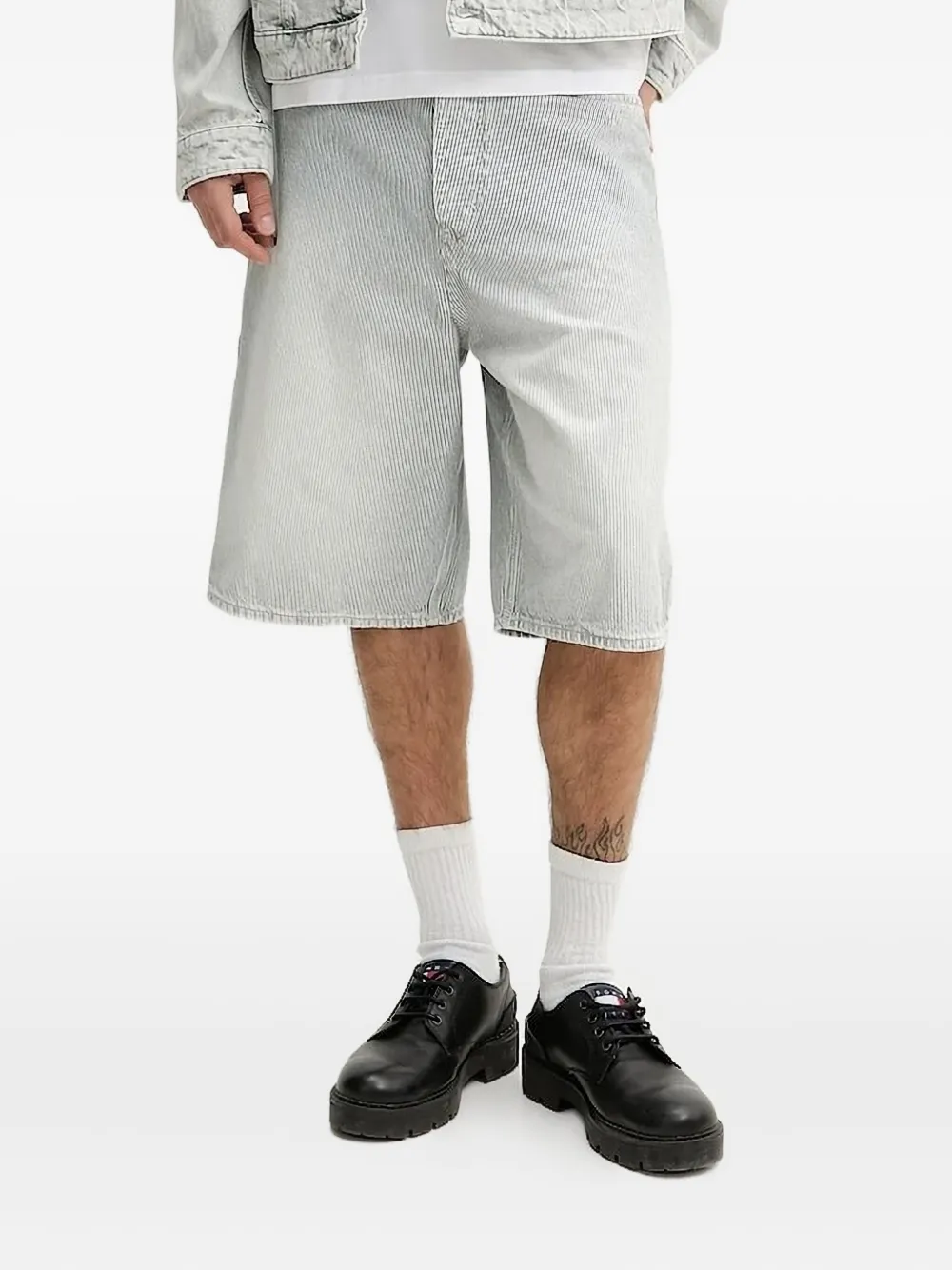 Hugo Boss Striped-pattern Cargo Shorts In Blue