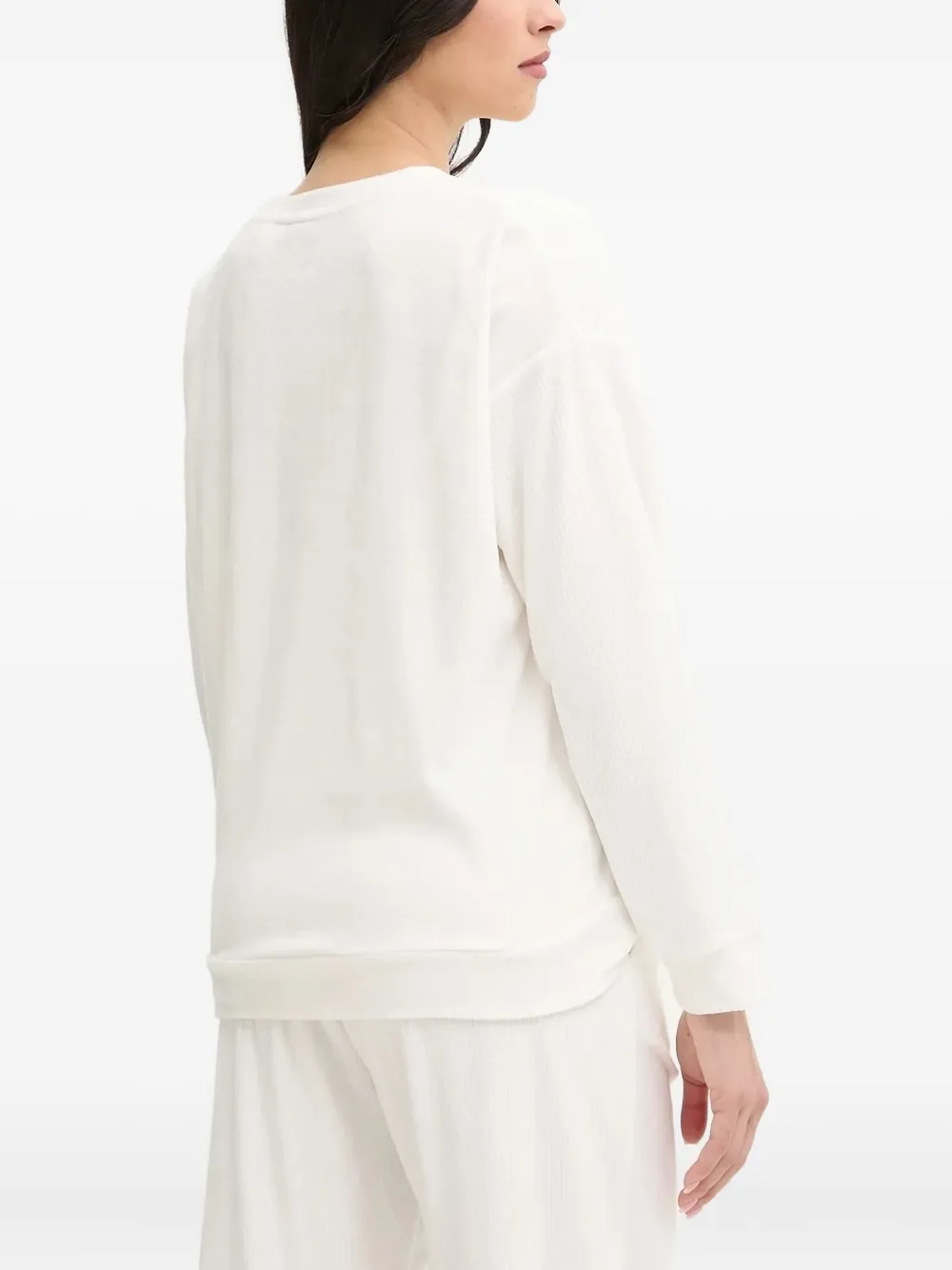 HUGO Geribbelde sweater met logodetail Wit