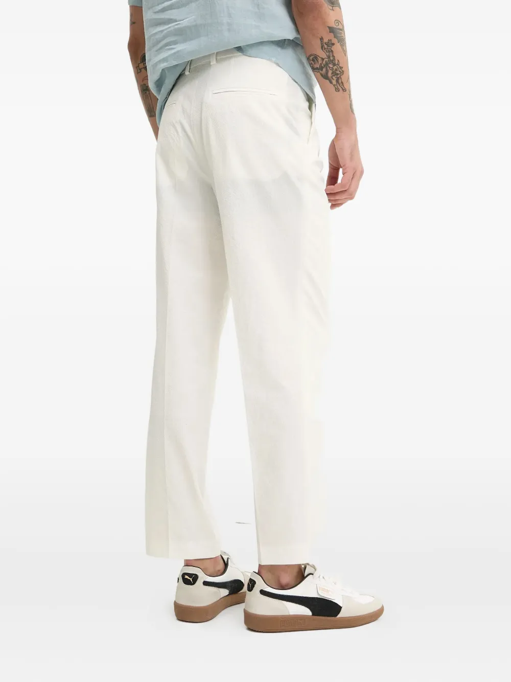 HUGO Straight broek met geplooide voorkant - Wit