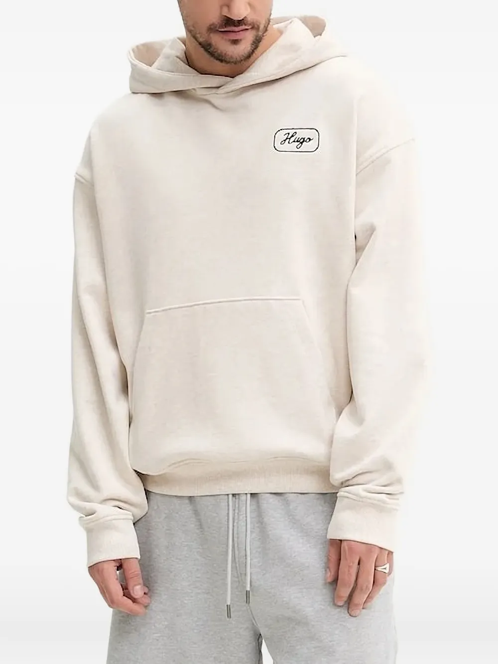 HUGO Hoodie met borduurwerk Beige
