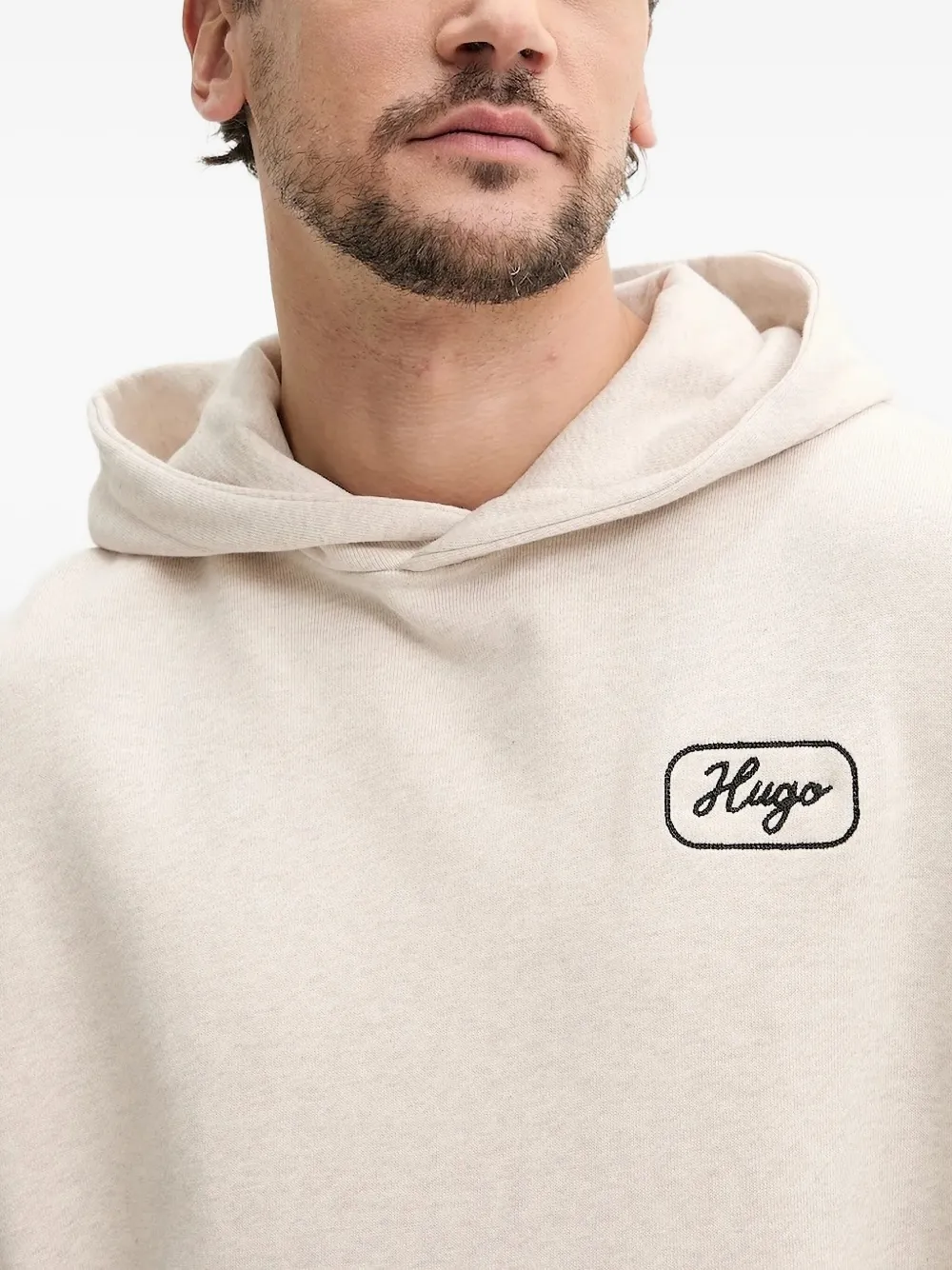 HUGO Hoodie met borduurwerk Beige