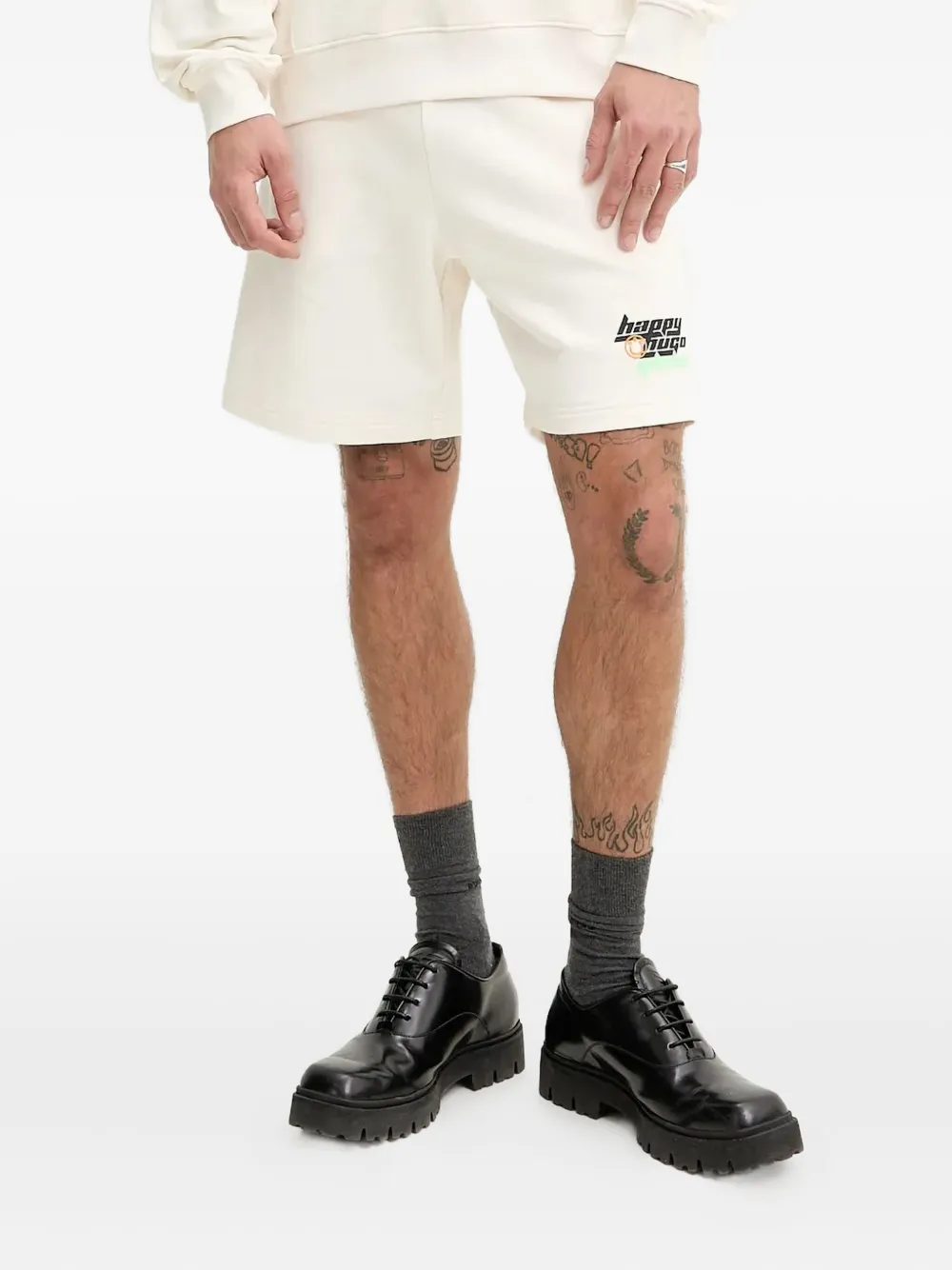HUGO Trainingsshorts met logoprint Wit