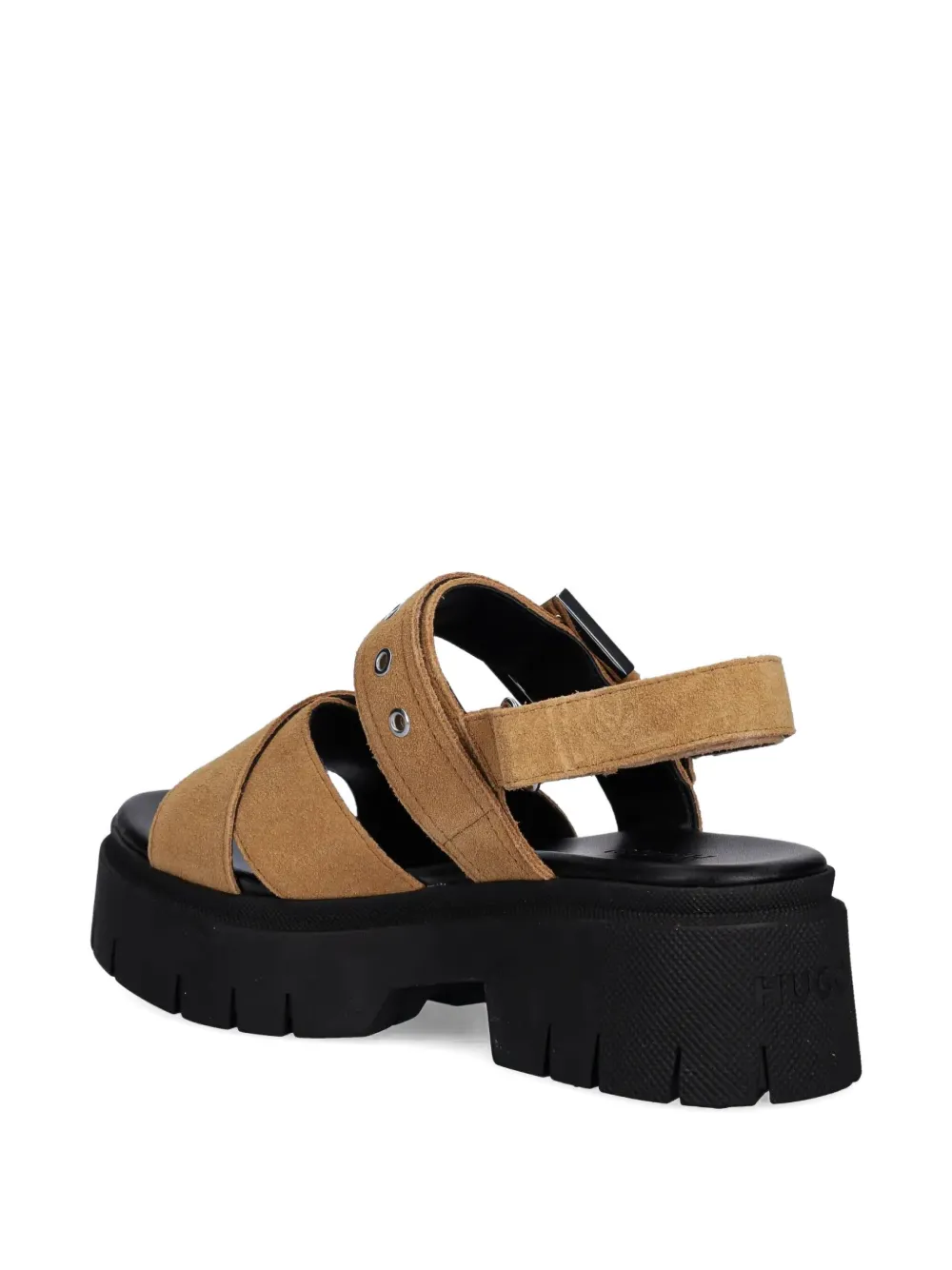 Hugo Boss Buckle-strap Suede Sandals In Brown