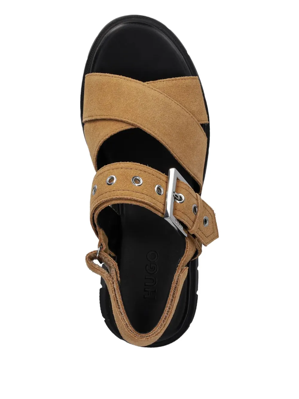 Hugo Boss Buckle-strap Suede Sandals In Brown