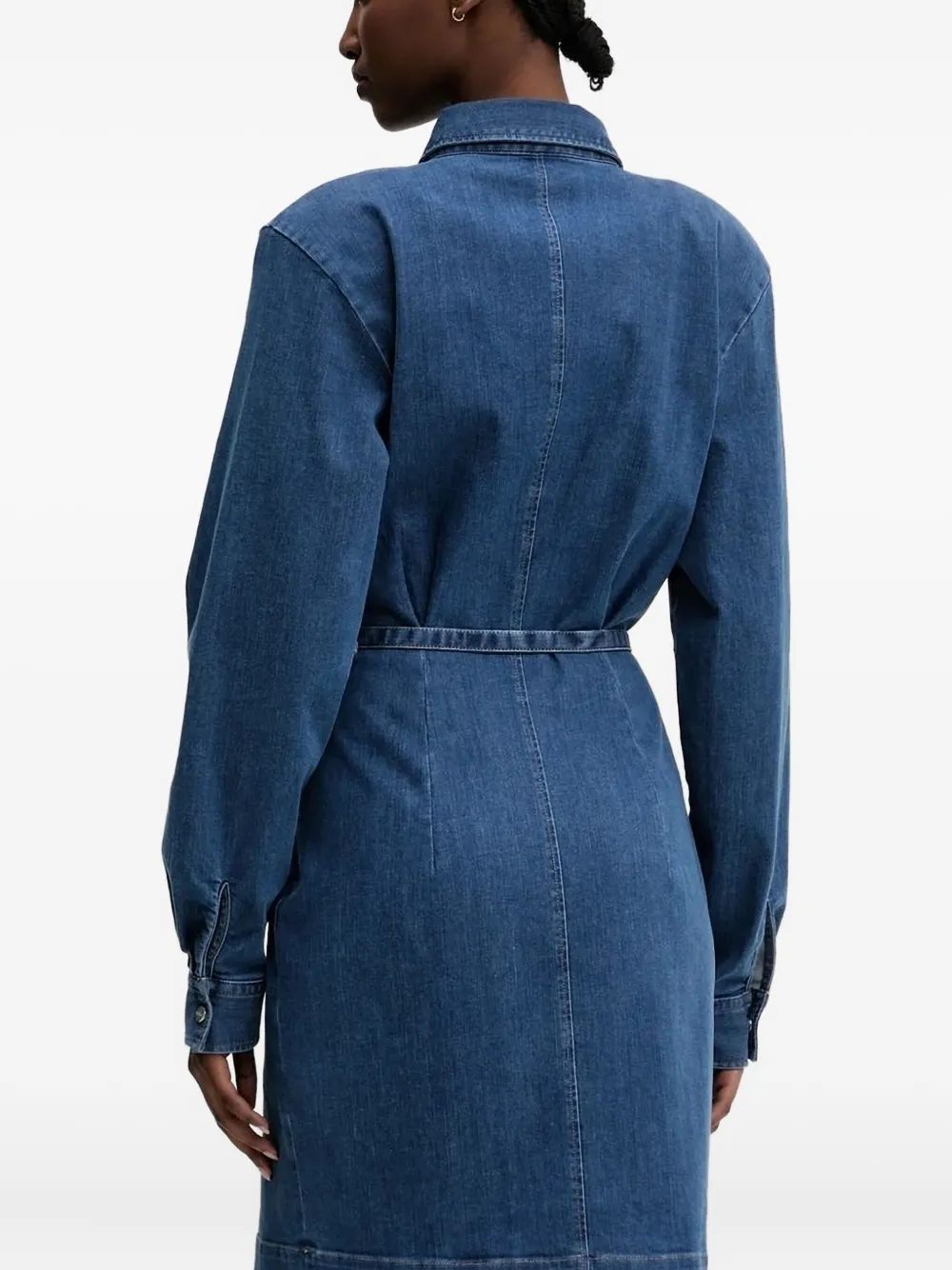 HUGO Denim blousejurk met ceintuur Blauw