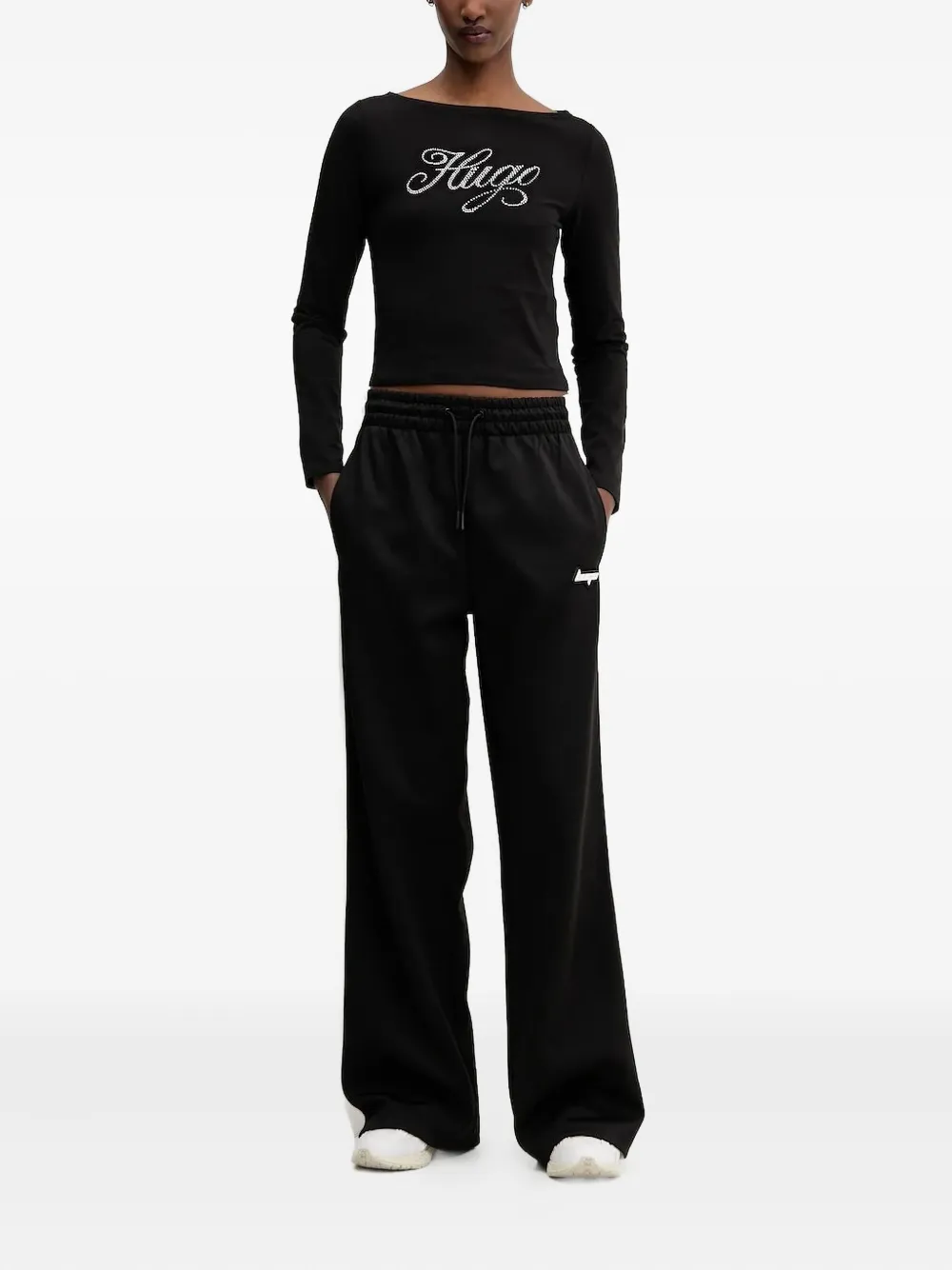HUGO panelled drawstring sweatpants Zwart