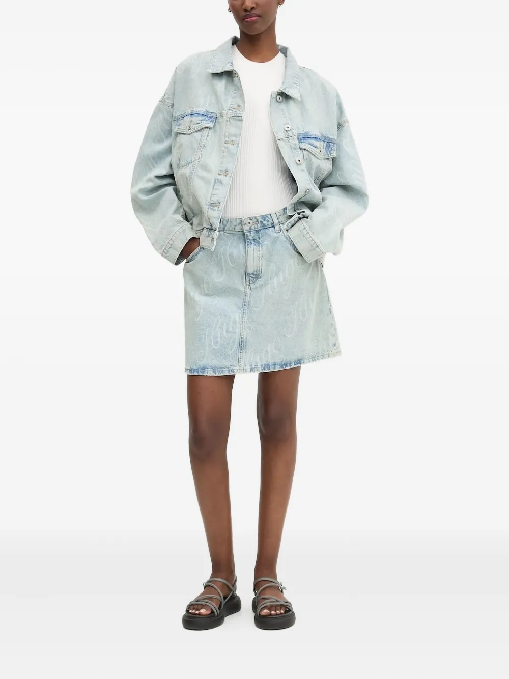 Hugo Boss Lou Acid-wash Denim Jacket In Blue