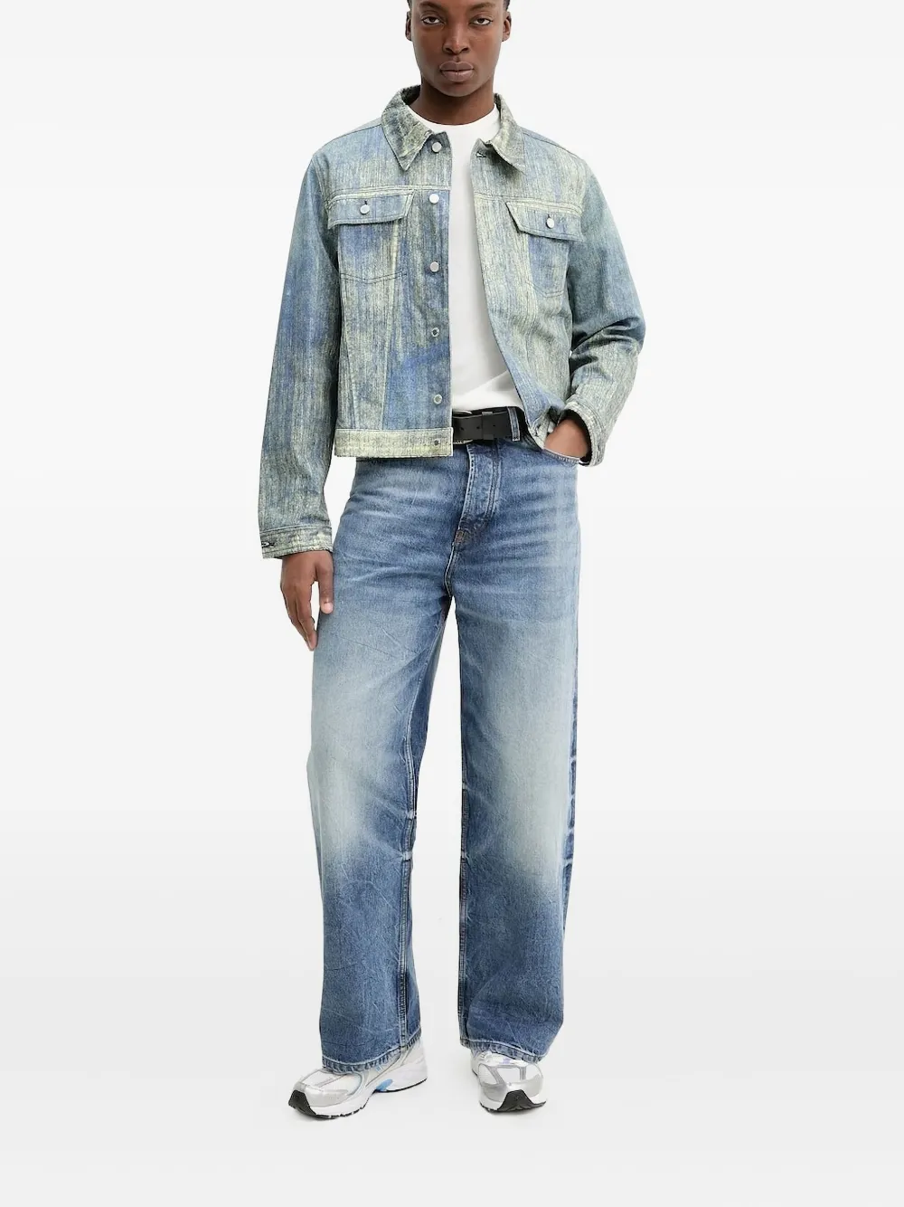 HUGO faded-wash wide-leg jeans Blauw