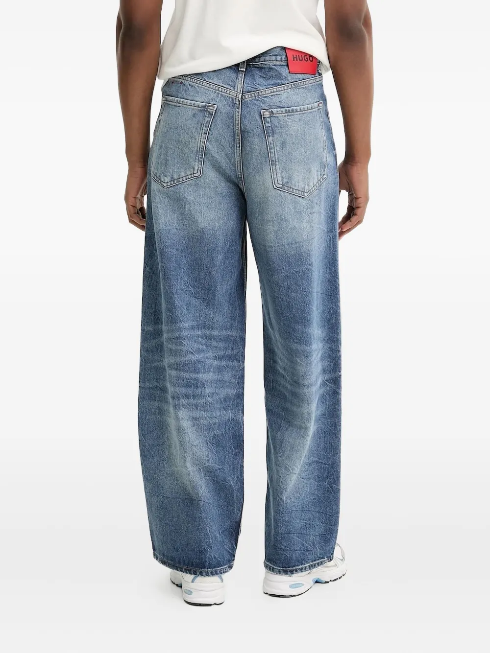 HUGO faded-wash wide-leg jeans - Blauw